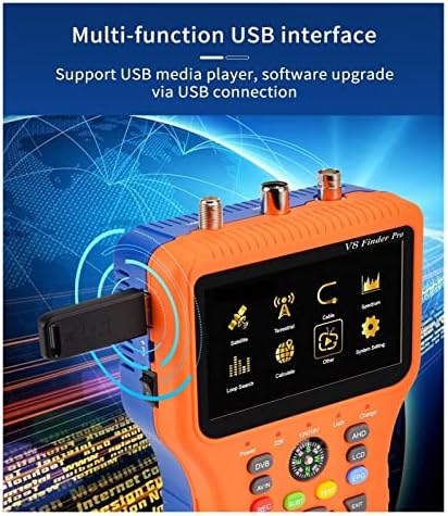 Qytec Digital Satellite Meters V8Finder Meter Pro Satellite Signal Finder S2X/S2/S/T2/T/C Автоматски пресметајте го аголот