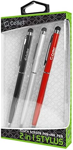 Pro Stylus Pen работи за OnePlus Nord 5G со мастило, висока точност, дополнителна чувствителна, компактен формулар за екрани на допир [3 пакет-црно-црвен-силвер]