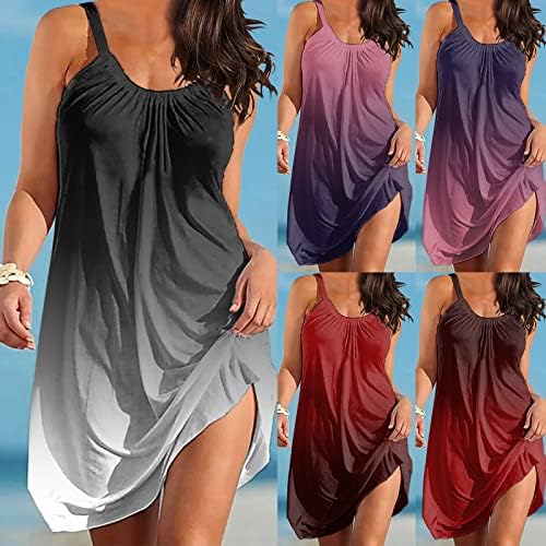 2023 година, женски фустан од туника, проток со кратки ракави, лажички вратот, разнобојно скриен стомак лабава лето лето