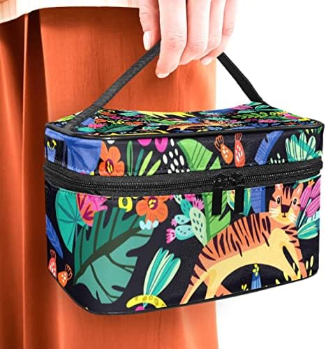 Животни Цвет Тропски Шминка Торба За Жени Девојки, Козметика Торба Патување Шминка Организатор Торба