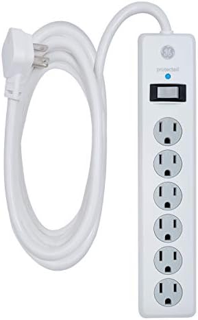 GE Ultrapro Surge Protector, 10 излезни ленти за напојување, 2 пристаништа за полнење со USB, дополнителен долг 6 -тина продолжен кабел, 3 prong,