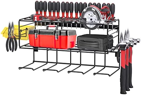Организатор на алатка за напојување, држач за вежбање со метал wallид, решетка за складирање за безжични дупки, организатори