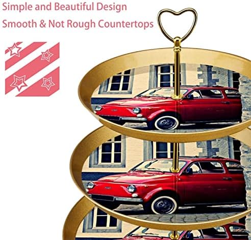 3 Ниво на штанд со црвен автомобил архитектура десерт табела за сервирање на табели за забави за забави