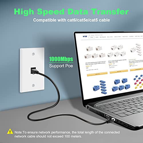 VCE CAT6 Keystone Copler UL Наведени, RJ45 Женски На Женски Ethernet Вметнете Џек ВРВОТ Мрежа Конектор - Сина, 5-Пакет