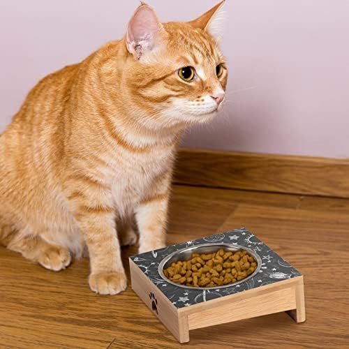 Космичка галаксиска мачка сад анти-повратна, покачена чинија за мачки за рамни мачки, мали кучиња, заштита на 'рбетот за домашни