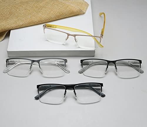 Очила за читање со 4-пакувања со 4-пакувања за читање на лесен метален правоаголник за мажи