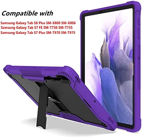 NKASE за Samsung Galaxy Tab S8 Plus/S8+ SM-X800/X806 2022/Galaxy Tab S7 Fe Case SM-T730/T735 2021/Tab S7 Plus 2020 12.4 '', ShockProof Galaxy