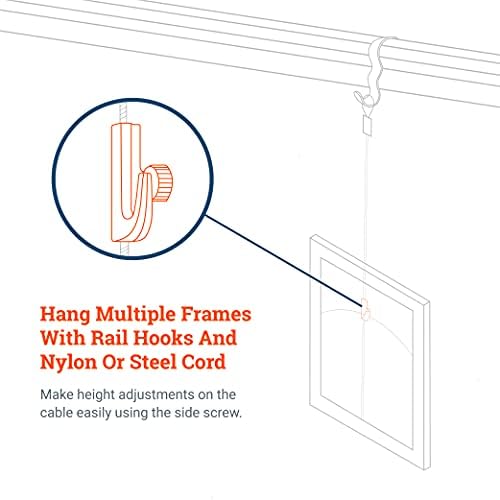 Прилагодливи куки за системот за висина на слики со галерија се вклопуваат најлонски жици или челични кабли - 10 пакувања