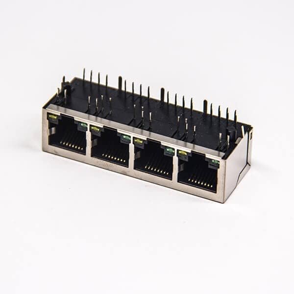 GXMRHWY 30PCS RJ45 Заштитен спојник Мути-Порт 1 ﾗ 4 десен агол со LED диоди