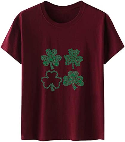 Денот на Свети Патрик е на врвот на женските шами за печатење на екипажот на екипажот за кратки ракави за кратки ирски фестивалски кошули