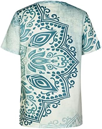 Облека Y2K памучен екипаж врат чамец врат графички цветни салони врвни маички за жени лето есен кратки ракави тети