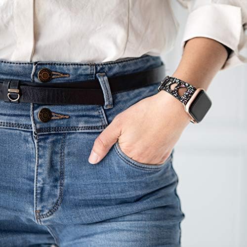 Сјајни ленти на Eurcross компатибилни со Apple Watch Band 38mm 40mm 42mm 44mm, сјајни Bling Girls Women Leather Blandband Complay Complatibation