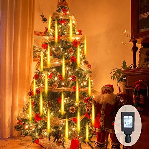 Аневеј Божиќни светла Метеорски туш светла, 4 'x 18 цевки 360 LED диоди што паѓаат на дожд, жици, водоотпорни LED светла за Божиќна забава
