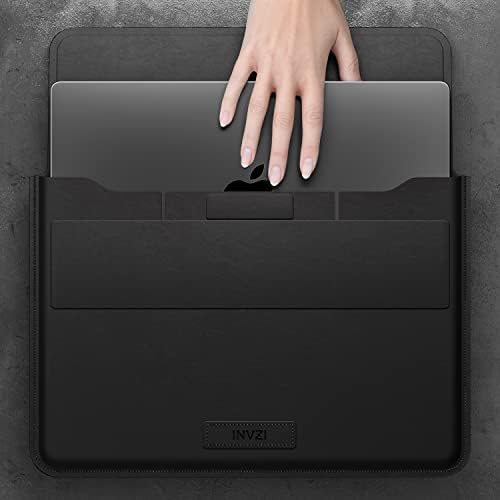 Invzi MacBook Sleeve, Vegan Leather Cagn компатибилна со 15 ”/16 MacBook Pro M1/Max 2018-2022, компактен дизајн со невидлив штанд