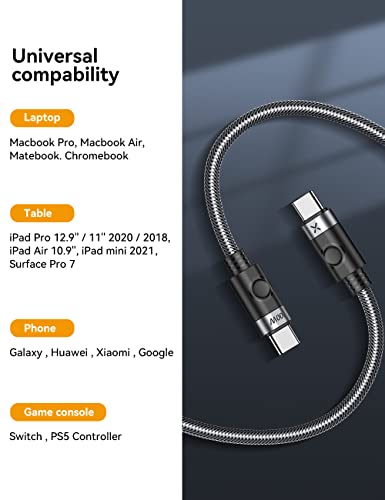 100W USB C до USB C кабел, IDSONIX 20V/5A PD Type C Charding Cord - 1,6ft, за MacBook Mac, iPad Pro 11 12.9 Air 4 5 5 -та 4 -та 6 -та 6 -та генерација, Samsung Galaxy S10 S21 S21 S22 22 Plus Ultra