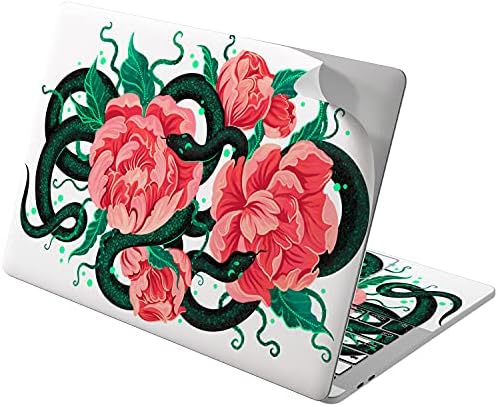 Lex Altern Vinyl Skin компатибилен со MacBook Air 13 Inch Mac Pro 16 Retina 15 12 2020 2019 2018 Snake Cute Clute Reptile Flowers