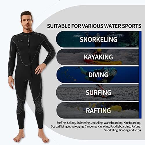 Seaskin Mens 3mm Shorty Wetsuit -жени, целосна костум за нуркање на телото предниот патент за нуркање нуркање сурфање сурфање пливање