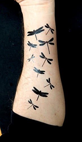 Премиум Вилинско коњче &засилувач; Пеперутка Црна Силуета Тетоважа Тетоважи