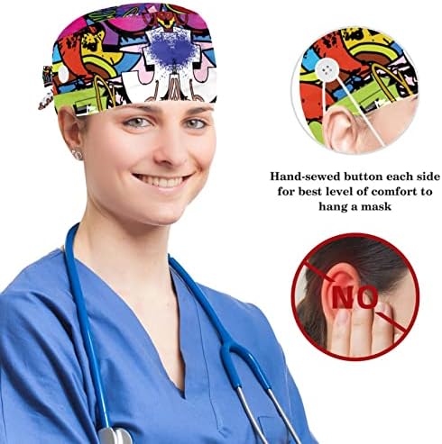 Прилагодливо работно капаче со копче памук за џемпери Уметнички апстрактно апстрактно сликарство за сликање на хирург за жени