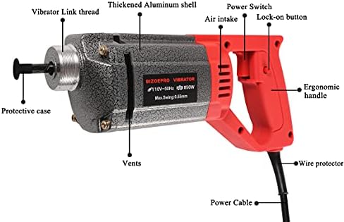 Bizoepro Алумиумски моќни бетони вибратори 13000 VPM Електричен бетон Вибратор 850W 3/4 HP рачен градежен преносен молив бетон вибрабратер