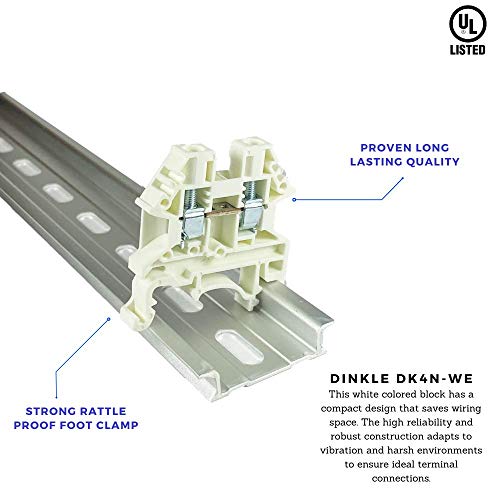 ICI Dinkle White DK4N - Ние Din Железнички Терминал Блок Завртка Тип UL 600V 30A 10-22AWG, Пакет од 100