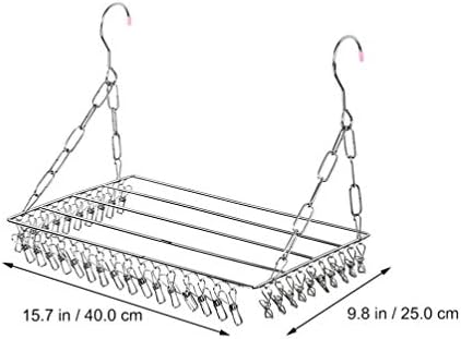 Кабилок Решетка За Сушење Алишта Од Нерѓосувачки Челик 36 Клипови Ветроупорна Закачалка За Облека Балкон Решетка За Сушење Чорапи Облека Градници