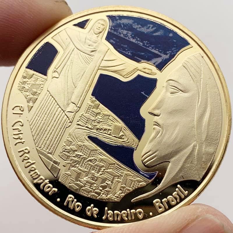 Американски Рио Обележје Исус Позлатени Комеморативна Монета Вера Среќа Монета Златник бог статуа Монета Медал