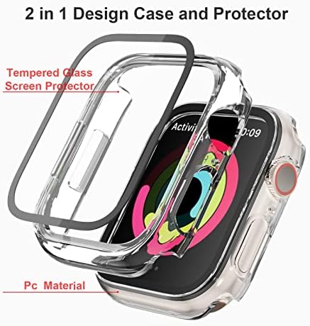Симпатична Кутија за Пакување 3 Компатибилна Со Серијата На Apple Watch 8 Серија 7 45mm Заштитник На Екранот Од Калено Стакло, Сеопфатен Браник