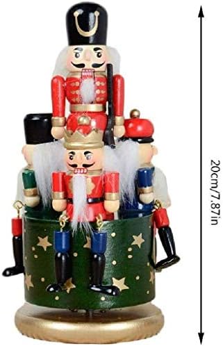 Музичка кутија XJJZS - Традиционален дрвен оревчекер за ветер на музичка кутија | Сина, црвена, празнична Божиќна декорација |