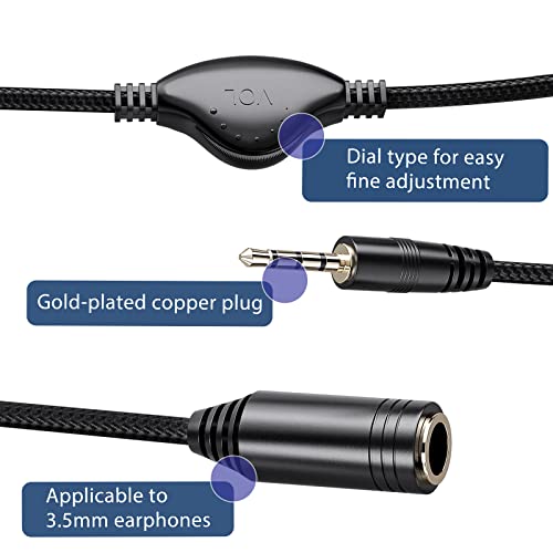 PCHERO 2 пакет 3,5 mm TRRS Кабели за продолжување на слушалките со MIC Поддршка и контрола на јачината на звукот, најлонски