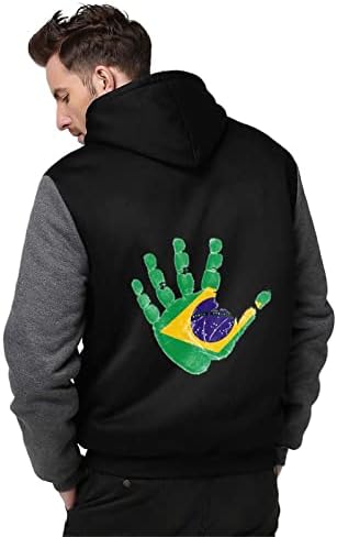 Бразил знаме палма машка јакна руно топло зимско палто испечатено обични врвови во тешка категорија на тешка категорија
