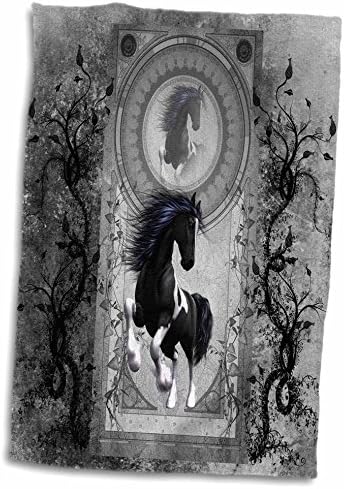 3drose Heike Köhnen Design Animal Horse - прекрасен коњ во црно -бело - крпи
