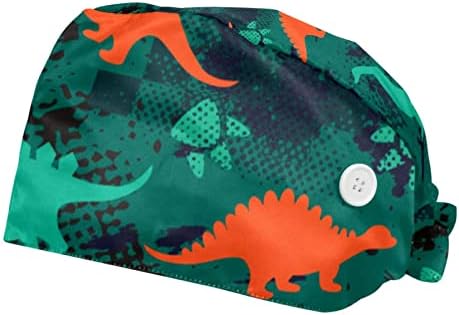 Niaocpwy Cool Art Camo Camo Dinosaurs Pattern Worket Cap со копче, моден буфан чиста капа за жени мажи, 2 пакувања