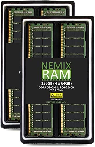 Nemix RAM меморија 256 GB DDR4-3200 PC4-25600 2RX4 ECC RDIMM Регистрирана надградба на меморијата на серверот за серверот за решетки за напојување