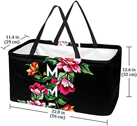 Lorvies црно лето цветно цветно цветно еднократно склопувачки издржлива торба за намирници - Тешка голема структурирана тота