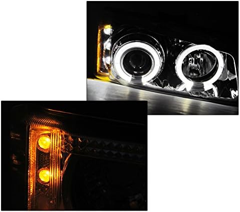 ZMAUTOPARTS HALO LED Проектор Фарови w / Браник Светлина Хром Компатибилен со 2003-06 Chevy Silverado/2003-05 Лавина