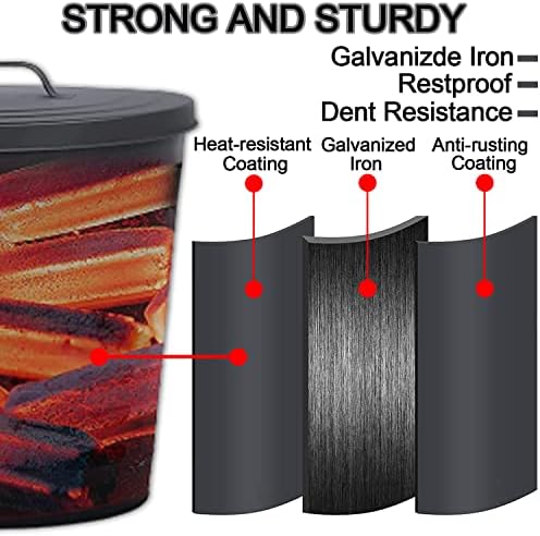 Камин Пепел Кофа Со Капак лопата И Рака Метла, 5.2 Галон Јаглен Дрво Оган Јами Гори Печки, Јаглен/Големи Пелети Метални Кофи/Топло Дрво