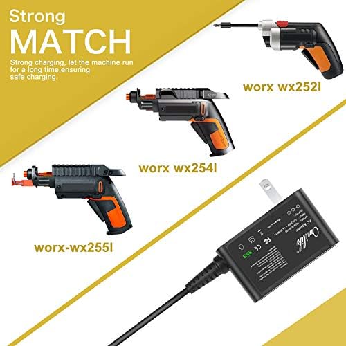 Omilik 5V AC to DC Adapter for WORX WX255L WX255L.2 WX255 WX255.1 SD Slide Driver WX253 WX253.1 WX254L WX252 WX252L Worx 4V Cordless Drill Screwdriver