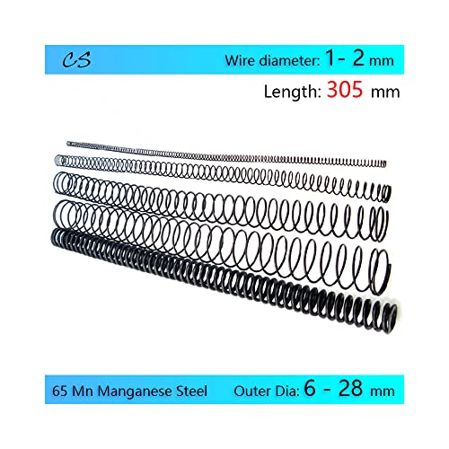 Должина од 1 парчиња 305мм компресија Пролет 65 Mn Манган челичен притисок пролет, дијаметар на жица 1,2мм, OD 8mm