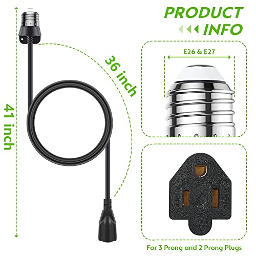3 адаптер за приклучок за излез на излез 41 ， E26/E27 светлосен приклучок за приклучување на адаптерот со продолжен кабел погоден