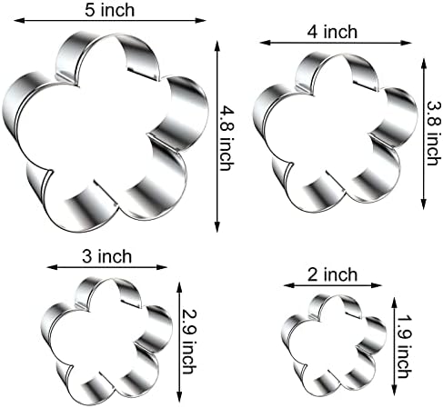 Сет За Цветни Колачиња Од Цвет Од Слива Големи - 5 Инчи, 4 Инчи, 3 Инчи, 2 Инчи - Пет Фестонирани Рабови На Пролетни Цветни Секачи За Колачиња