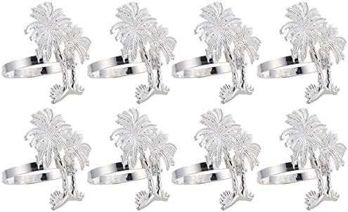 ЛУОЗИ 8 ПЦС Хаваи со салфетки прстени од кокосова палма, салфетка прстени за трпезариска маса украси Хаваи, партии за забави на плажа, фаворити