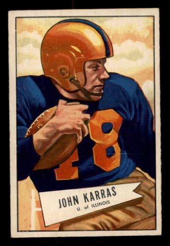 1952 Bowman Голема фудбалска картичка24 Johnон Карас од одделение од кардинали во Чикаго