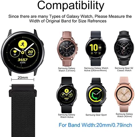 3 пакувања Еластични ленти за Samsung Galaxy Watch 4 40mm 44mm, Galaxy Watch 4 Classic 42mm 46mm, 20 mm Soft Stright Nylon Sport Sportbands