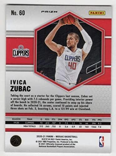 IVICA ZUBAC 2020-21 Panini Mosaic Reactive Green 60 Nm+ -MT+ NBA кошаркарски клиперки