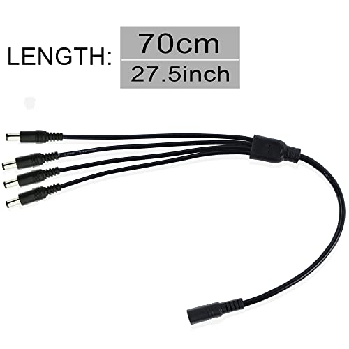 Gintooyun DC Splitter Cable 1 женски до 4 машки 5,5 mm x 2,1 mm, 12V DC адаптер за сплитер за продолжување