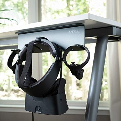 VRGE VR Стојат Под Биро За Складирање Дисплеј Кука Организатор - Премиум Метал - За Мета Окулус Rift S Потрагата 2, HTC Vive Pro, Sony