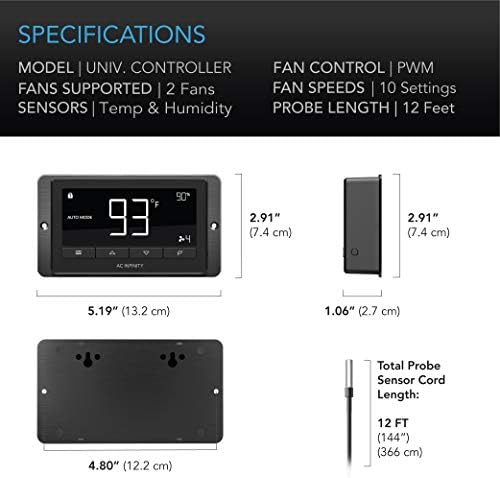 AC INFINITY AIRTITAN T3, Вентилатор за Вентилација 6 Со Контролер за Влажност на Температурата, За Простор За Лазење, Подрум, Гаража, Поткровје, Хидропоника, Шатори За Одгледув