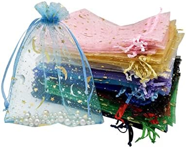 Џексила 100 ПАРЧИЊА Торби За Органза 5Х7 Денот На Месечината Ѕвезда На Мајката Мали Торби За Накит Мрежести Торби За Подароци За Свадбена