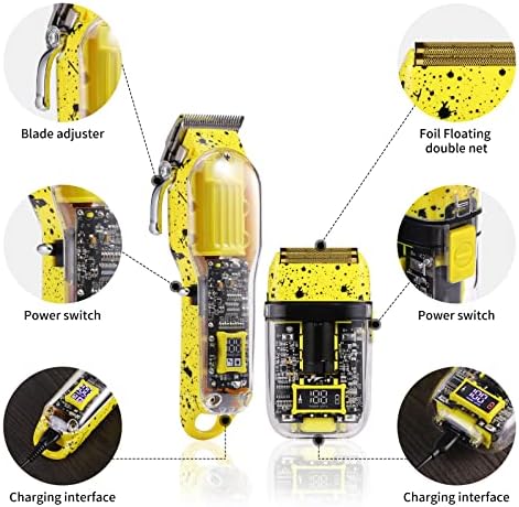 ВЧИТАЈТЕ Безжични Машинки За Коса За Мажи И Машини за Бричење, Професионални Електрични Машинки, Машини За Бербери За Бричење На Полнење, Транспарентен